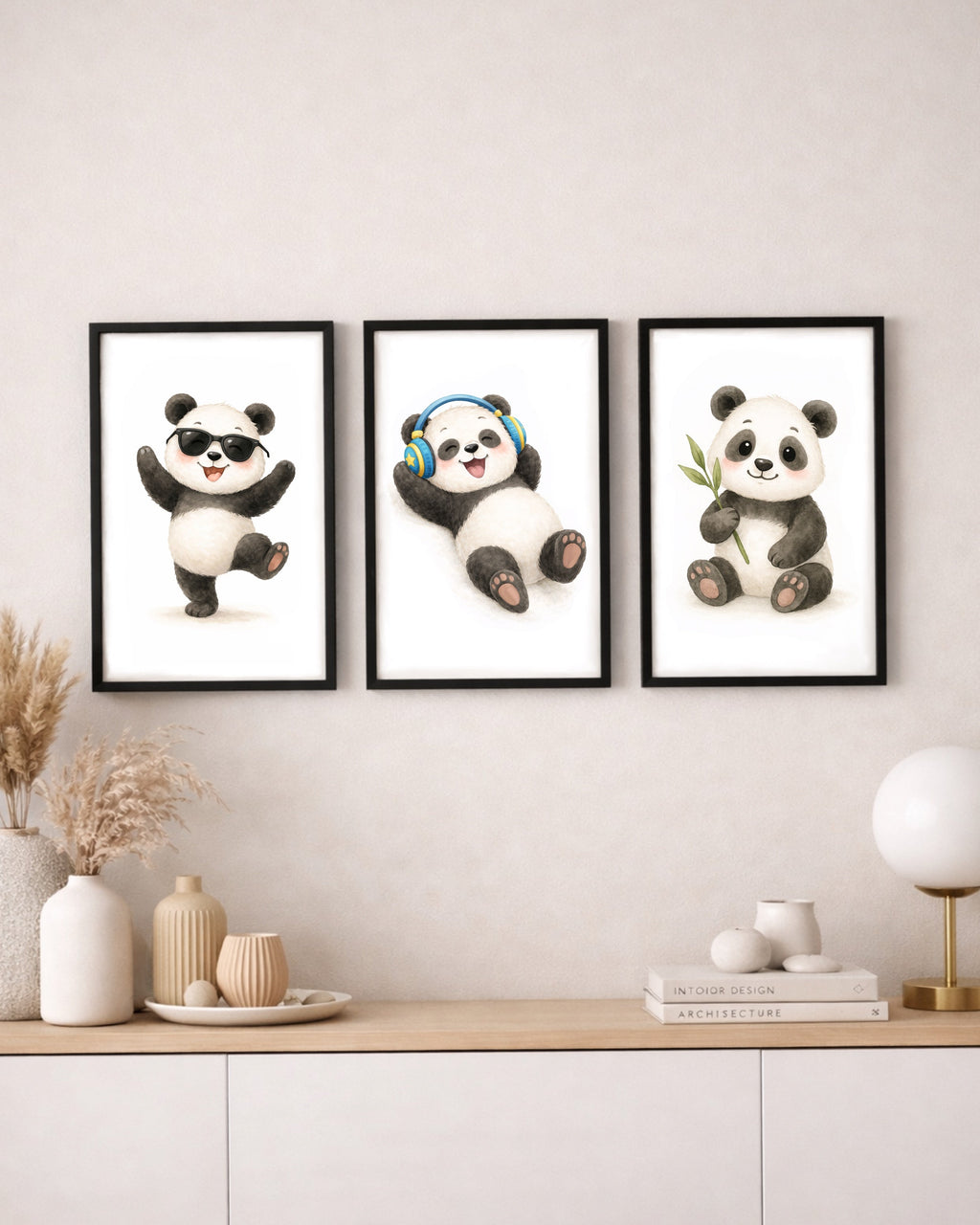 Lot de 3 Affiches "Pandas"
