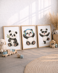 Lot de 3 Affiches "Pandas"