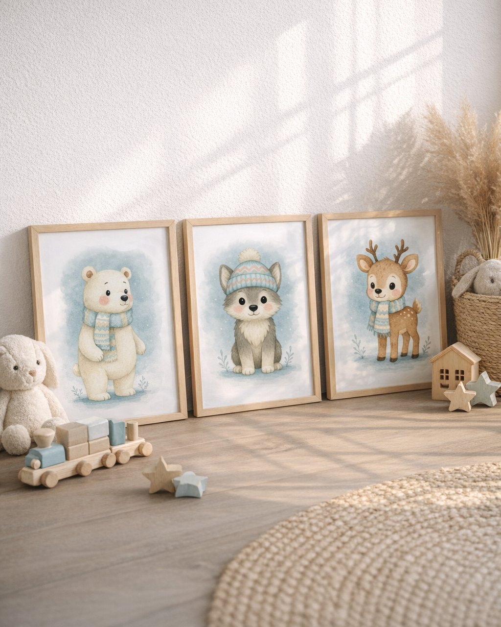 Lot de 3 Affiches "Hiver bleu"