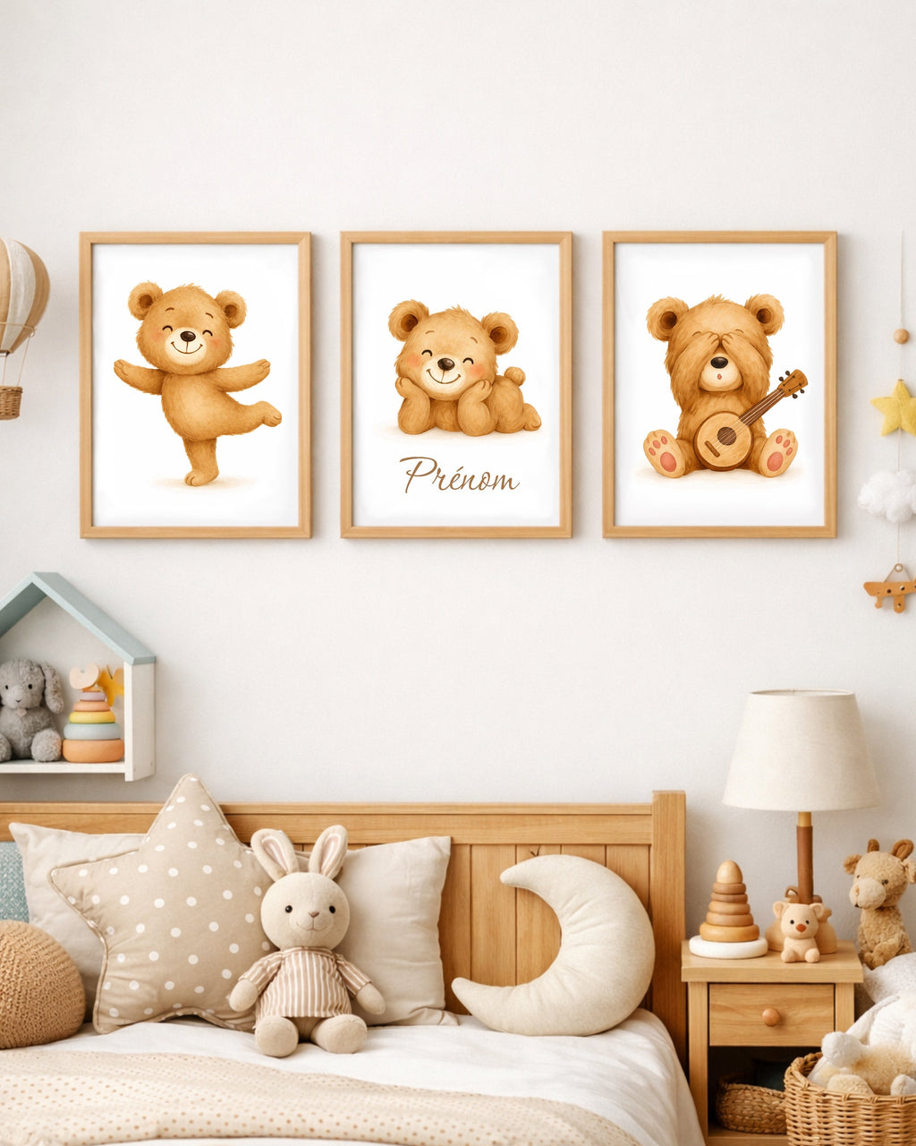 Lot de 3 Affiches Oursons - Prénom